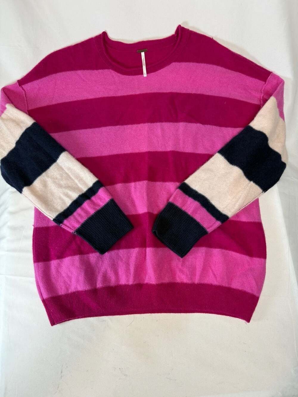 Coastal Grandmother Cozycore Cashmere Free People Amour Stripe Sweater Size M Mu